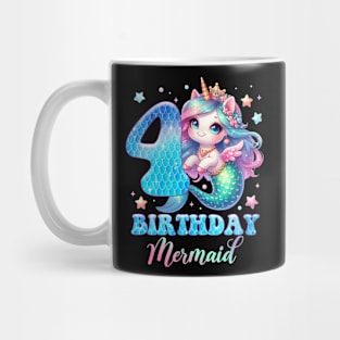 Unicorn Mermaid 4th Birthday 4 Year Old Party Girls B-day Gift For Girls Kids Mug